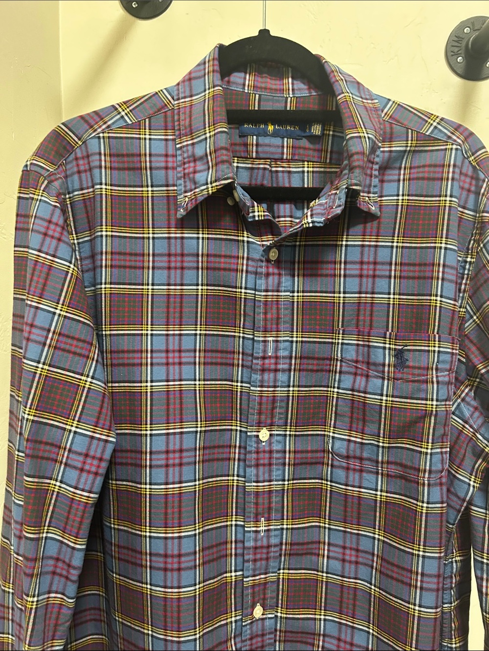 Ralph Lauren Men’s Plaid Button-Down Shirt - Blue, Burgundy & Yellow